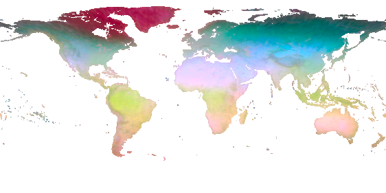 PCA colors of MIND storage chunk 0, showing broad geographic patterns.
